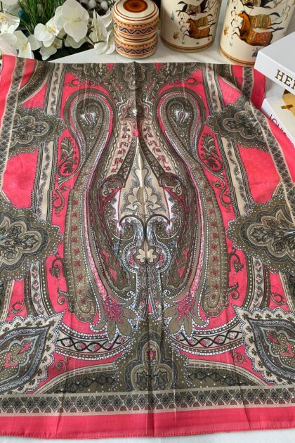 Etnik desen pamuk soft şal-321654 NARÇİÇEĞİ/KAHVE