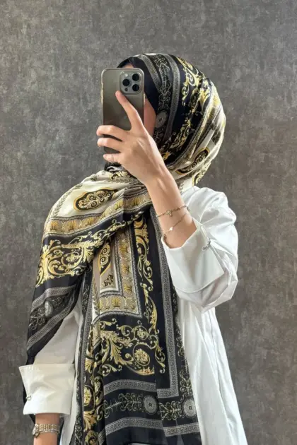 Versace Vual İpek Şal 614412 - Siyah