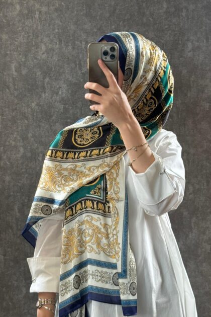 VERSACE İTHAL VUAL 0 İPEK ŞAL -78963 zümrüt