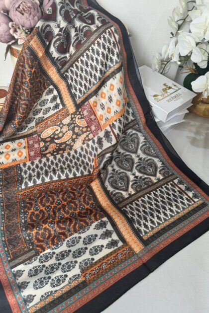 Etnik Desen Pamuk Soft Şal 83923 - Kahve