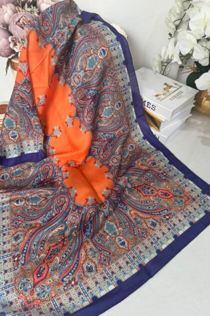 Etnik Desen Pamuk Soft Şal 83926 - Turuncu